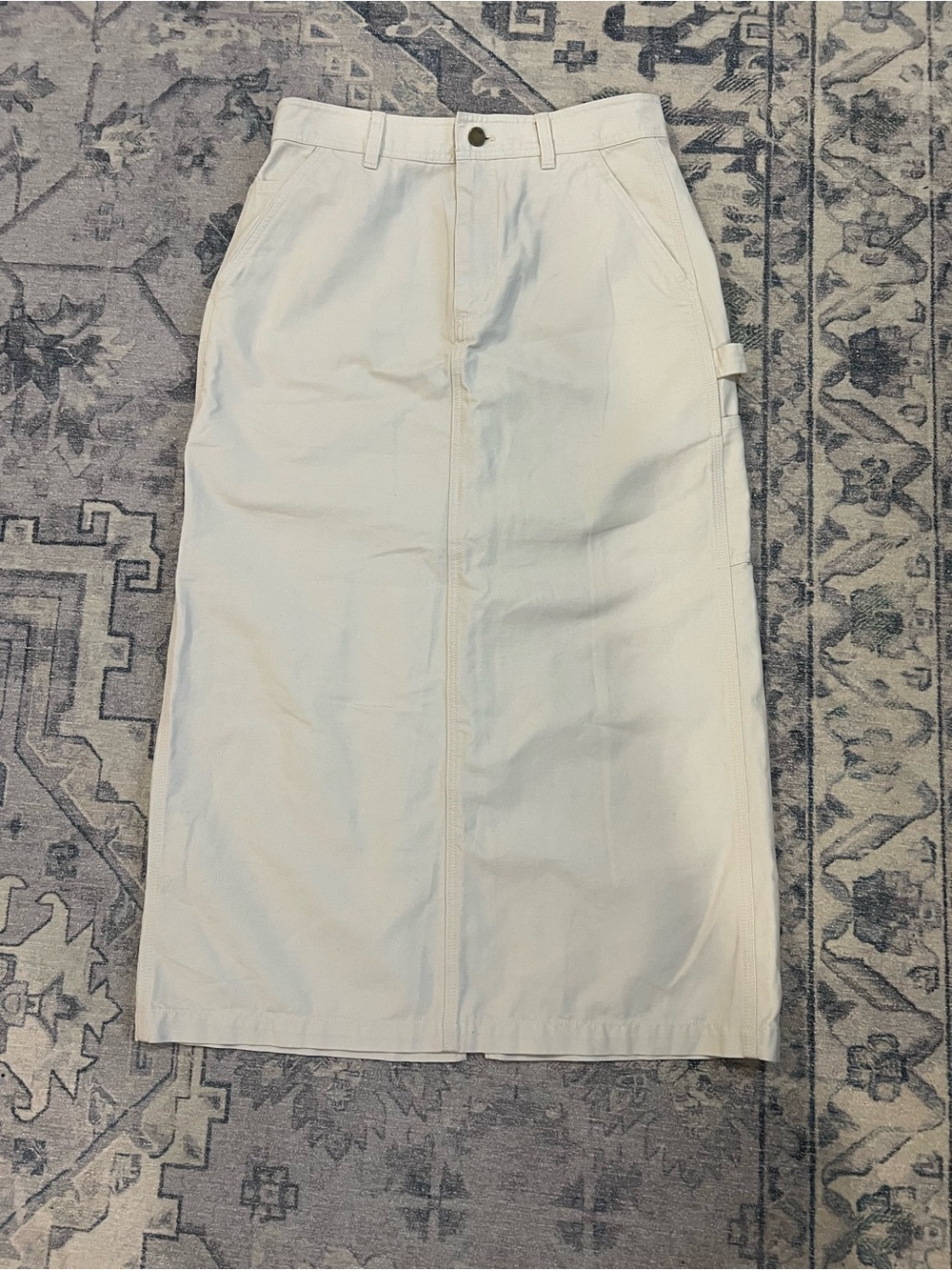 TNA Aritzia Carpenter Maxi Skirt White Size 8 100% Cotton Utility